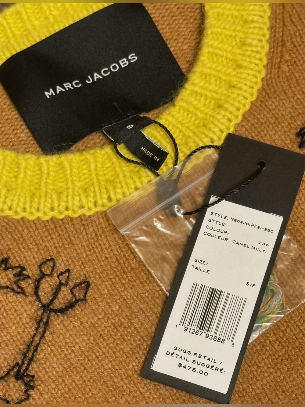 NWT Marc Jacobs Tattoo Crewneck Sweater Wool Alpaca Stripe Size S $475 AUTHENTIC - Picture 3 of 12